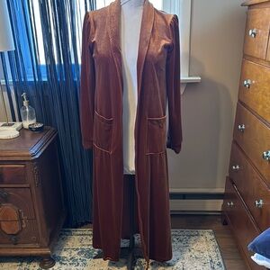 Rust Velvet Long Cardigan with pockets size M